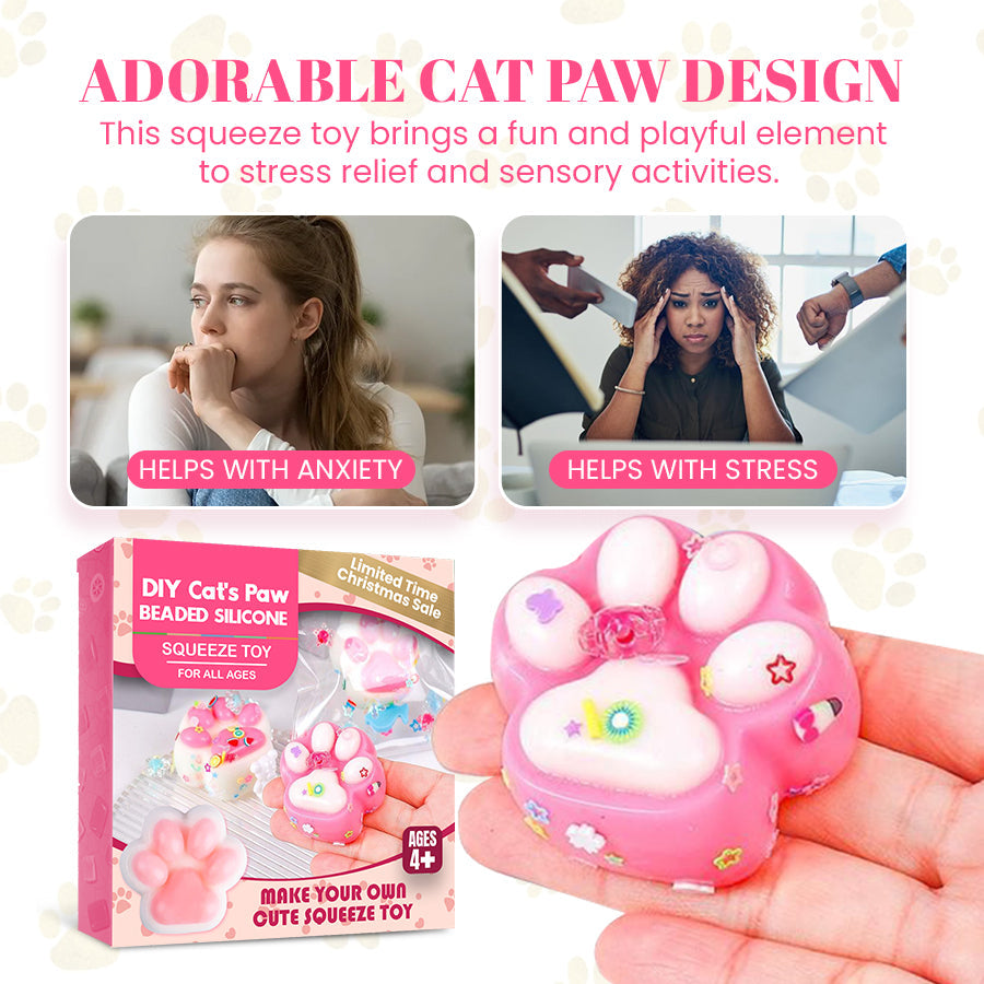 DIY Cat's Paw Beaded Silicone Squeeze Toy 🐾