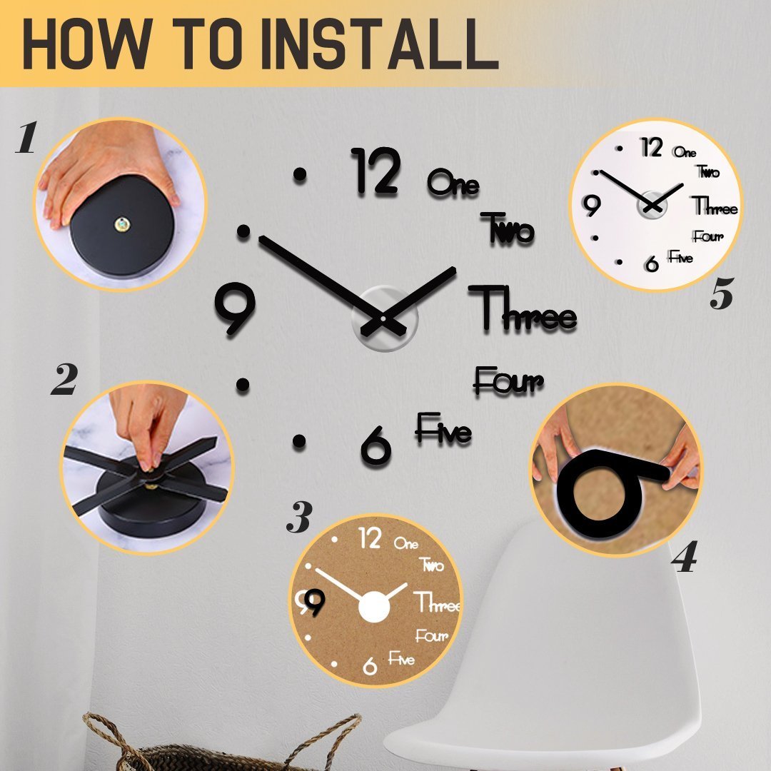 3D DIY Frameless Wall Clock